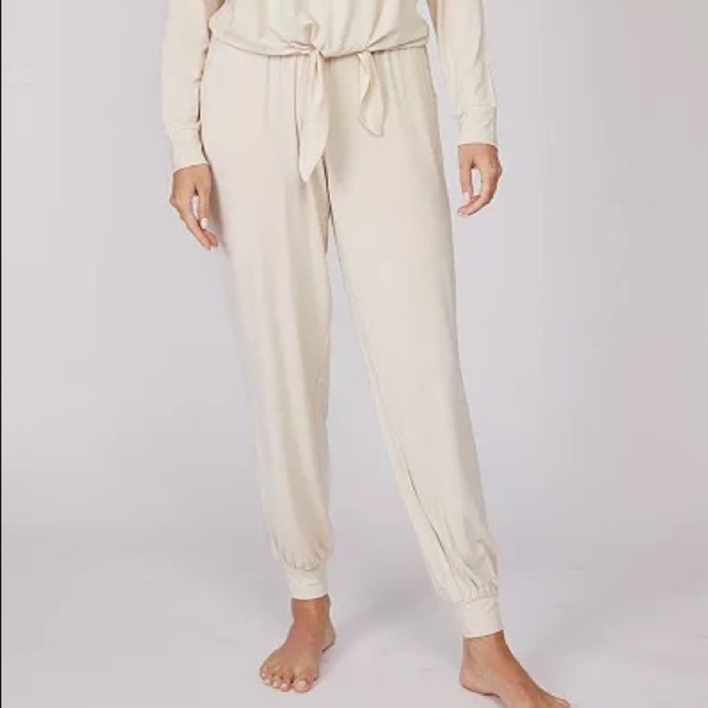 Pure Fiber Ivory Cream Bamboo Lounge Joggers Size Medium